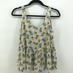 SOPRANO Peplum Floral Tank Top Blue Yellow